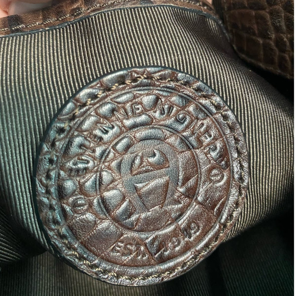 Etienne Aigner Genuine Leather Croc Embossed Satchel Bag - Picture 7 of 13